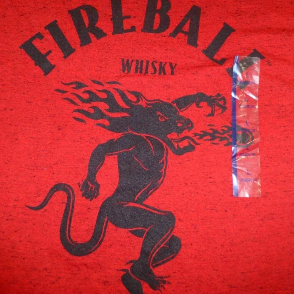 NWT Fireball Whisky Red/Black Confetti Graphic T-Shirt L - Picture 7 of 9